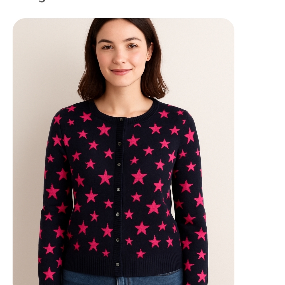 Smudge Cropped Sleeve Cardi - Picture 2 of 6